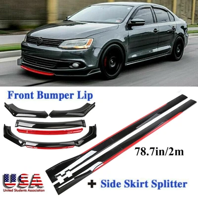 $76.26 • Buy For VW Golf Jetta MK5 MK6 MK7 Front Bumper Lip Spoiler Splitter+78.7 Side Skirt