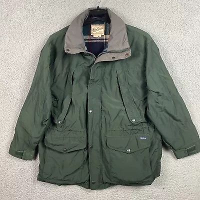 Vintage Woolrich Jacket Mens Large Green Wool Lined Parka Rain Coat Chore • $44.95