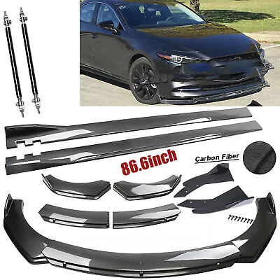 For Mazda Speed 3 6 RX CX Fiber Front Bumper Lip Spoiler /86.6  Side Skirt /Kit • $159.99