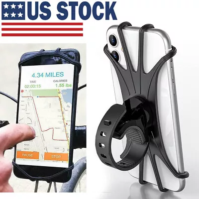 Motorcycle Phone Holder Mount Silicone GPS MTB Bike Bicycle Stand 360 Rotation • $8.99