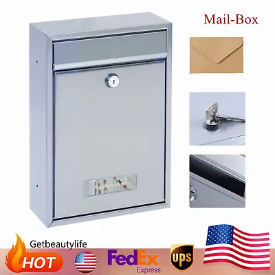 Wall-Mount Mailbox Security Lockable Mail Box Door Newspaper Letter Drop Box NEW • $31.35