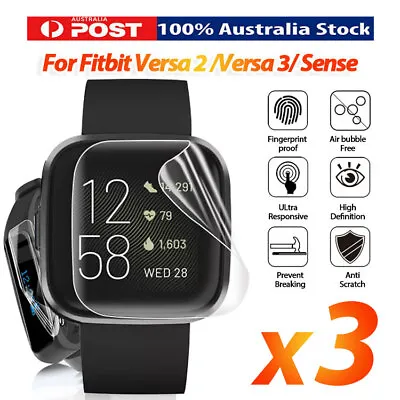 3PCS Fitbit Versa 2 Versa 3 Sense Hydrogel Screen Protector Cover Full Coverage • $4.59