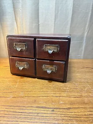 Antique Shaw Walker  Four Drawer Dovetailed Cabinet Library Index Card • $275