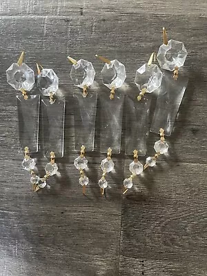 Lot Of Vintage Drop Crystal Clear Glass Prism Chandelier Replacement Parts 6” • $21.99