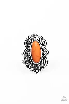 $3 • Buy Paparazzi Lotus Oasis - Orange Stone - Ring