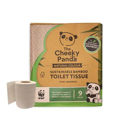 The Cheeky Panda Bamboo Toilet Paper 45 Rolls (5 Packs Of 9) Unbleached 3 Ply • £27.99