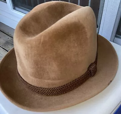 Vintage Melton Felt Fur Fedora Art In Hats New York Size 8 Written On Sweat • $24.99