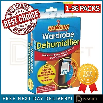 Hanging Wardrobe Dehumidifier Bags Mould Mildew Damp Drawers Home Disposable New • £22.99