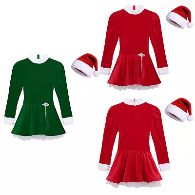 Womens Dress Mrs. Claus Christmas Costume Santa Dresses Cosplay Suit A-Line Set • $23.58