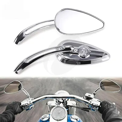 For Harley Davidson Dyna Sportster Street Glide Chrome Motorcycle Skull Mirrors • $39.32