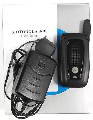 Motorola I670 - Black & Gray ( Nextel ) Rare IDEN PTT Flip Phone - Bundled • $50.99