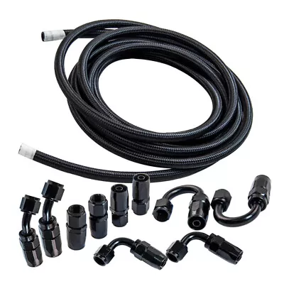 AN6 6AN 5M Nylon Stainless Steel Braided Oil Fuel Line+ Fitting Hose End Adapter • $66.01
