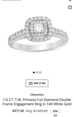 Zales 1 Carat Princess Cut Diamond Engagement Ring - Natural Stones - FREE S/H! • $225