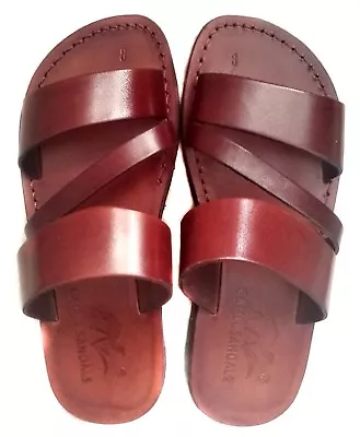 Leather Jesus Mens Brown Roman Sandals Gladiator UK Size 4-15 EU 36-50 Model 9 • £49.19