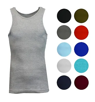 Mens Fitted Tank Tops Ribbed Shirts Muscle Tees Gym Beach Undershirts 2-Pack NEW • $14.97