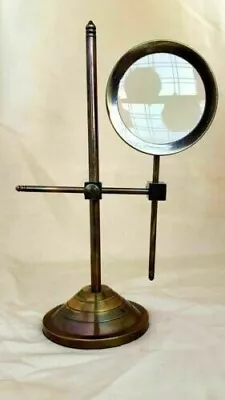 Magnifying Glass Vintage Adjustable Stand Magnifier Solid Brass Desktop Gifts • $55