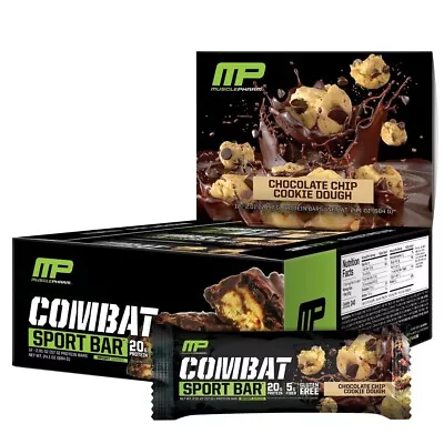 MusclePharm Combat Sport Bar-20 Grams Of Protein Chocolate Chip Cookie 12 Bars • $34.99