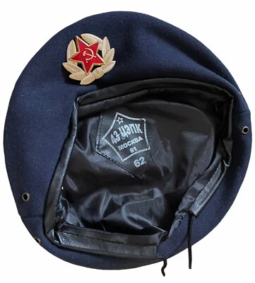 £14.99 • Buy USSR Soviet Style Russian Army Uniform Dark Blue Military Beret Cap Hat Badge