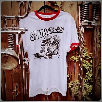 SHOVELHEAD OG FIRE ENGINE Vintage Style Ringer 3d Emblem Screenstar Harley Biker • $17.99