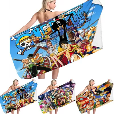 One Piece Anime Microfiber Travel Beach Bath Towel Quick Dry Bath Sheet 150x70cm • £13.96