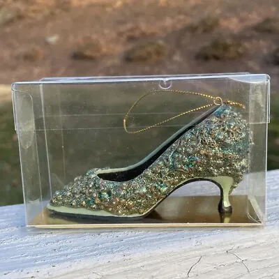 Vtg The Metropolitan Museum Of Art High Heel Christmas Shoe Ornament Green Gold • $19.99