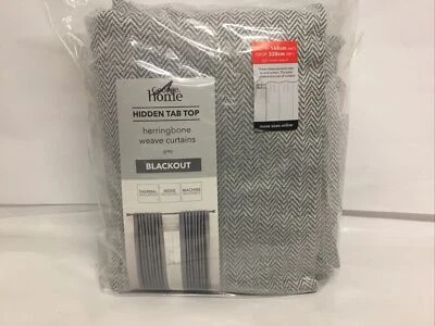 £40 • Buy Herringbone Tab Top Blackout Lined Curtains 66”x 90”each Curtain In Grey RRP£50