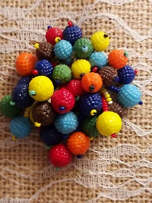 Miriam Haskell Glass Berry Bead Multi Color Dangle Brooch~WW11~RARE FIND • $125