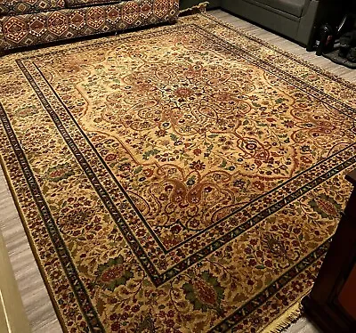 8'8 X10' KARASTAN SAMOVAR TEAWASH TABRIZZ MEDALLION 909 -100% HANDSPUN WOOL RUG • $1200