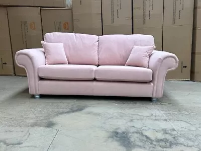 EX-SAMPLE Model - Dusky Pink 3 Seater Sofa In Velvet CLEARANCE QC Checked! • £349