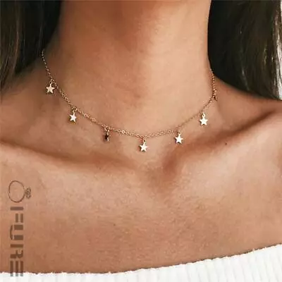 Women Fashion Necklaces Choker Bohemia Gold Silver Color Star Boho Necklace  • £2.99