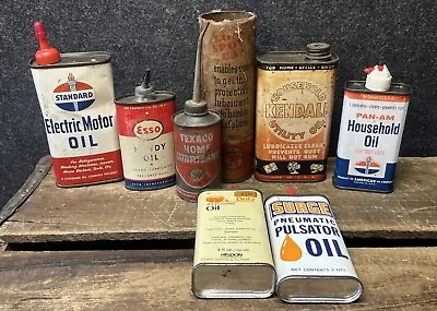 Vtg Lot 7 Handy Oilers Oil Cans Standard Esso Kendall Pan-Am Texaco Gas & Oil • $65