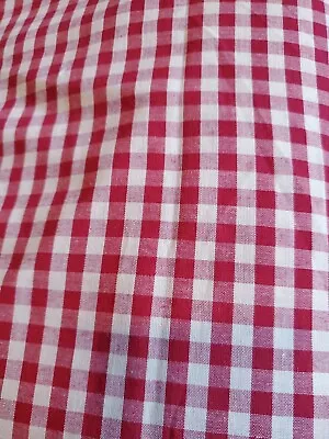 Vintage Sewing Fabric Gingham 1/4  Check Red & Tan 20x45  1/2 Yard Cotton • $4.60