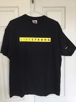 Nike Livestrong Shirt Mens XL Black Yellow Swoosh Spellout Logo • $29