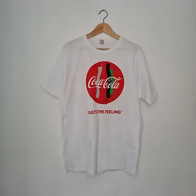 Coca-Cola Shirt Men XLarge White Enjoy Coke Short Sleeve Crew Neck America USA • £8.99