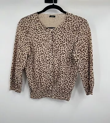 J.Crew Mob Wife Boho Leopard Print Women’s Sweater Button Front Cotton Size Xs • $20