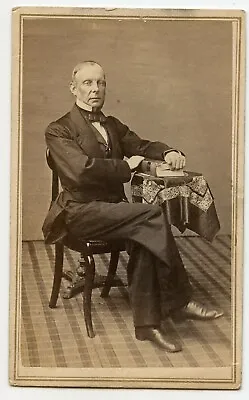 Lawyer ? With Book . Unusual Pose  And Posing Stand Behind Vintage CDV Photo  • $19.99