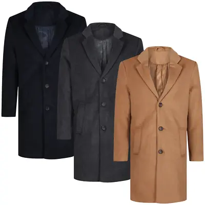 Winter Coat Wool Mens Long Overcoat Covert Jacket Cromby Peaky Blinders * SALE * • £50