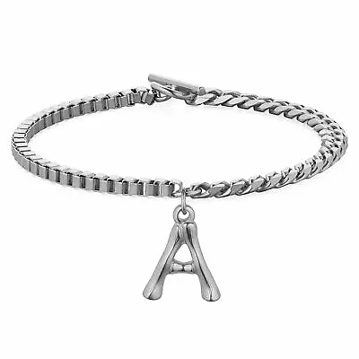 Men Women Stainless Steel 26 Initial Letter Alphabet Charm Bracelet Chain Bangle • $9.99