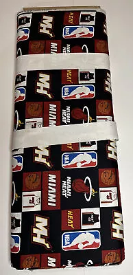 NBA Red Hot Miami Heat Fabric Block Black Red Basketball 10 Yards 100% Cotton • $75