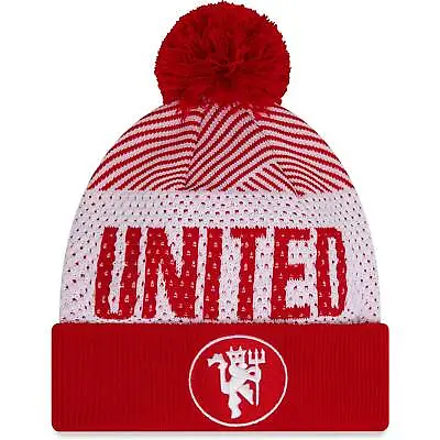 Youth New Era Red Manchester United Engineered Sport Cuffed Knit Hat With Pom • $25.99