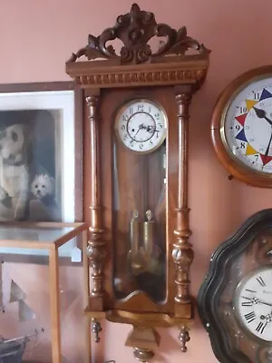 Antique 2 Weight Striking Vienna Regulator Wall Clock Mahogany Case • £595
