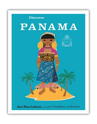 Discover Panama - San Blas Indian - Vintage Travel Poster C.1960 • $12.98