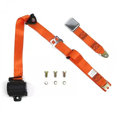 3Pt Orange Retractable Seat Belt Airplane Buckle Aircraft Point Muscle Car V8 GM • $117.27
