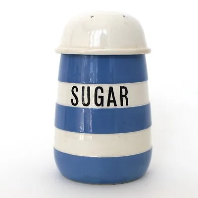 Vintage T.G. Green Cornish Kitchen Ware Sugar Sifter Blue White Striped B4 • $40