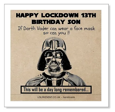 DARTH VADER Happy Birthday Friend Card Lockdown Pandemic Eat Cake STAR WARS DAD • £4.99