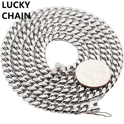 6''-40''stainless Steel Silver Miami Cuban Link Necklace Bracelet 6mm-14mm H2 • $25.99