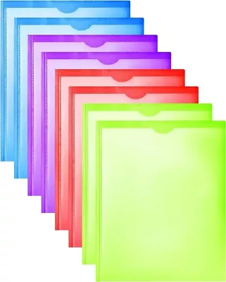 Plastic Folders 3 Pocket  With Prongs Clear Front Pocket Letter Size - 8 Pack • $15.50