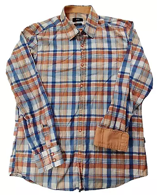 Hugo Boss Flip Cuff Button Up Shirt Mens Large Regular Fit Orange Long Sleeve L • $36.95