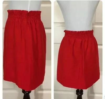 J.Crew Crinkle City Mini Skirt Red With Elastic Band  Size 0 • $25