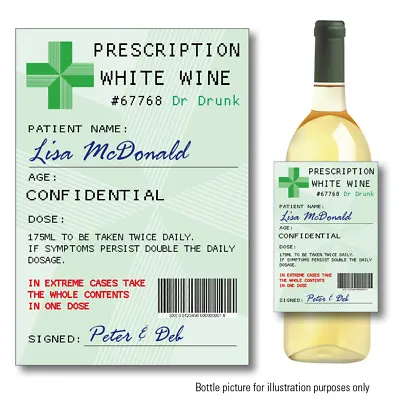 £3.29 • Buy Personalised WHITE WINE Prescription Bottle Label Sticker Birthday Christmas 137
